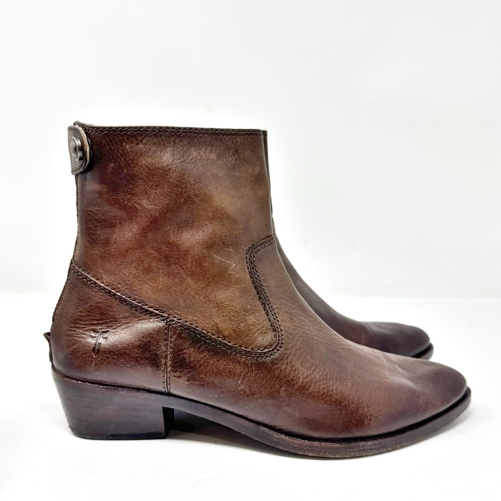 Vintage Frye Leather Pointed Toe Western Ankle Boots Brown size 6.5 - Picture 2 of 13